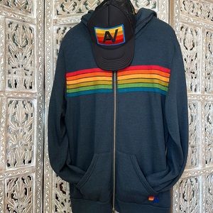 AVIATOR NATION 5-stripe hoodie in navy.